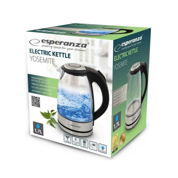Czajnik Esperanza EKK012  Czarny Szkło Plastikowy 2200 W 1,7 L - obrazek 5