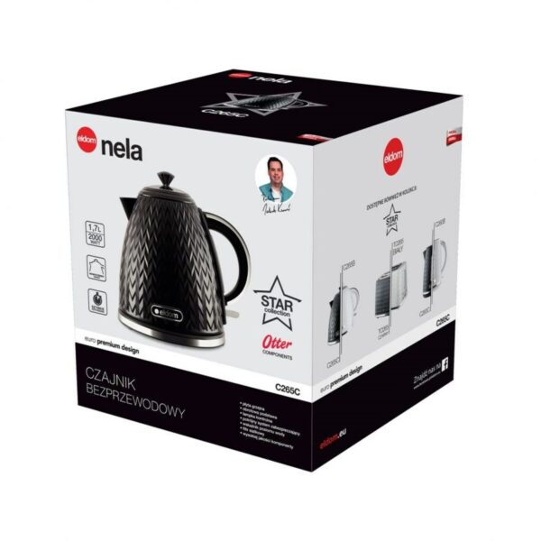 Czajnik Eldom NELA Czarny Plastikowy 1200 W 2000 W 1,7 L - obrazek 3
