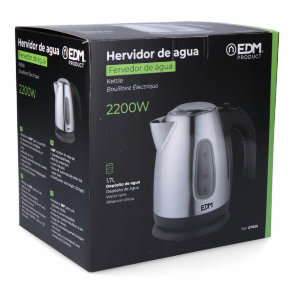 Czajnik EDM 07656 Kettle Czarny Stal nierdzewna 2200 W 1,7 L - obrazek 4