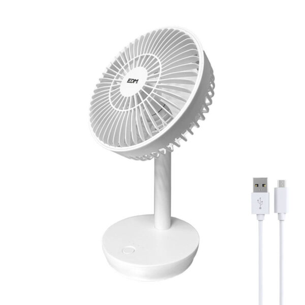 Wentylator podłogowy EDM Biały 4 W 16,5 x 18,5 cm Wielokrotnego ładowania USB - obrazek 2
