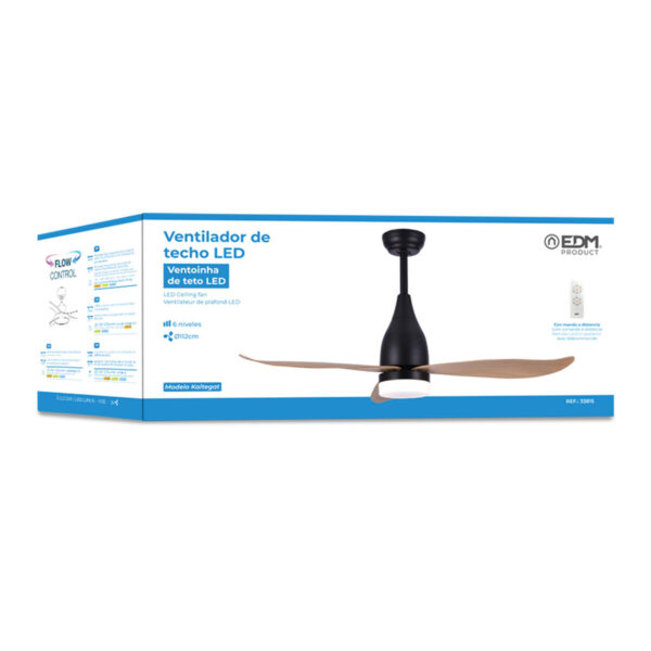 Wentylator sufitowy z oświetleniem EDM 33815 Kattegat Czarny 15 W 18 W 2190 Lm - obrazek 4