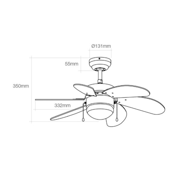Wentylator sufitowy z oświetleniem EDM 33984 Aral Wengue nikiel 50 W - obrazek 2