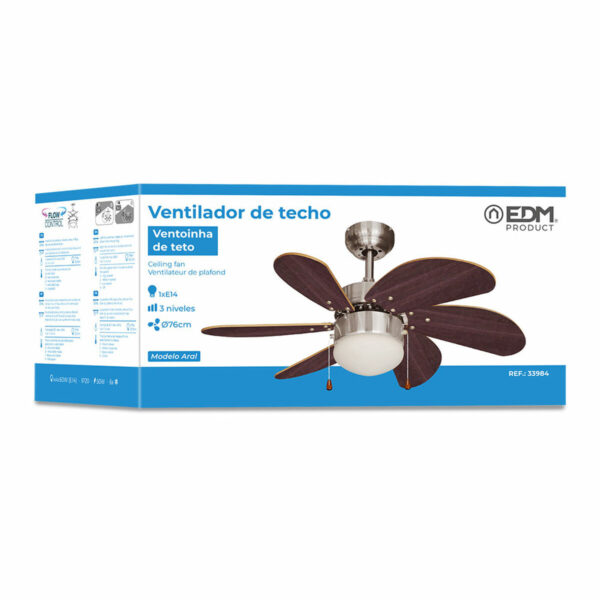 Wentylator sufitowy z oświetleniem EDM 33984 Aral Wengue nikiel 50 W - obrazek 4