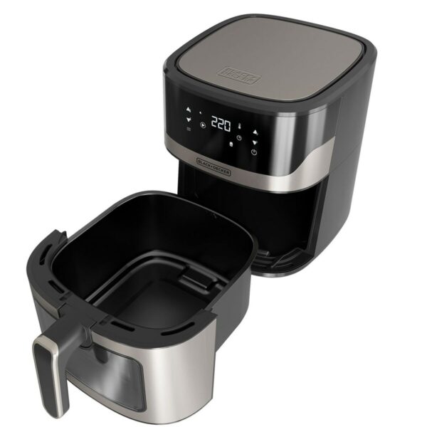 Frytkownica na gorące powietrze Black & Decker BXAF6500E Czarny Srebrzysty 1600 W 6,5 L - obrazek 3