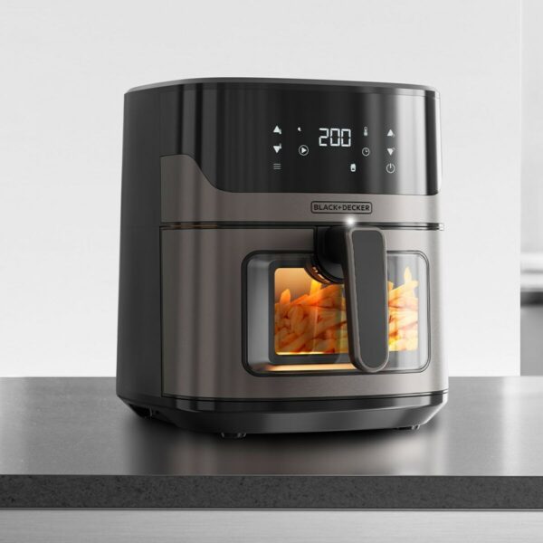 Frytkownica na gorące powietrze Black & Decker BXAF6500E Czarny Srebrzysty 1600 W 6,5 L - obrazek 4