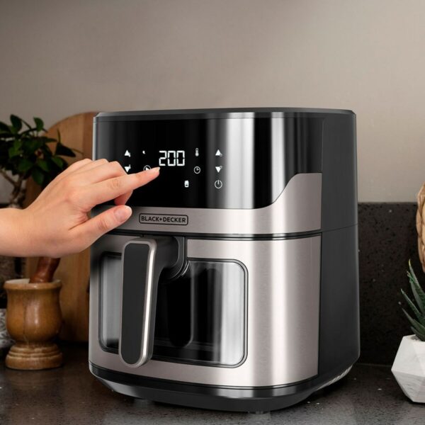 Frytkownica na gorące powietrze Black & Decker BXAF6500E Czarny Srebrzysty 1600 W 6,5 L - obrazek 6