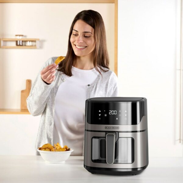 Frytkownica na gorące powietrze Black & Decker BXAF6500E Czarny Srebrzysty 1600 W 6,5 L - obrazek 8