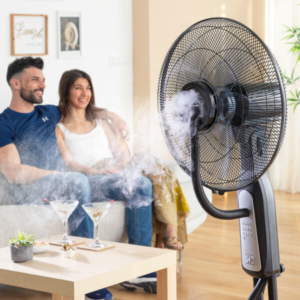 Wiatrak z rozpylaczem sterowany pilotem InnovaGoods Mistinn Czarny 90 W 2,8 L - obrazek 3
