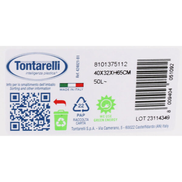 Kosz na Śmieci Tontarelli Aurora Ruchome Biały 50 L (6 Sztuk) - obrazek 3