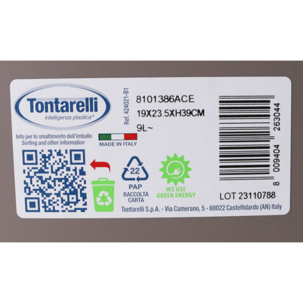 Kosz na śmieci Tontarelli Aurora 9L (12 Sztuk) - obrazek 3