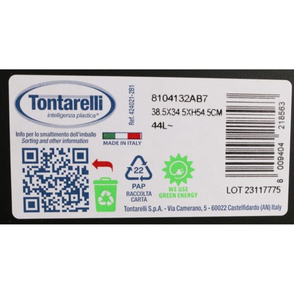 Kosz na Śmieci Tontarelli Coverline Żółty 44 L Czarny 38,5 x 34,5 x 54,5 cm (6 Sztuk) - obrazek 3