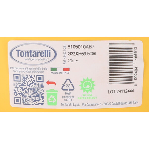 Kosz na Śmieci Tontarelli Small hoop Żółty Czarny 25 L (10 Sztuk) - obrazek 3
