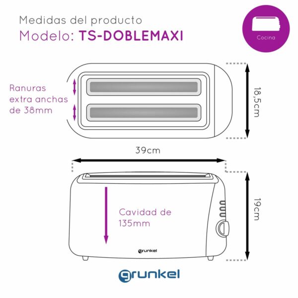 Toster Grunkel 1400 W Podwójne gniazdo - obrazek 7