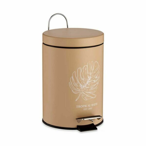 Kosz na Śmieci z Pedałem Berilo Tropical Bath Biały Beżowy Stal Plastikowy 3 L (6 Sztuk) - obrazek 2