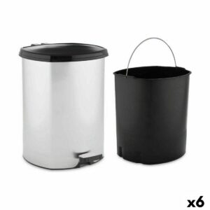 Kosz na Śmieci z Pedałem Berilo D003-1 Srebrzysty Plastikowy 11 L (6 Sztuk)