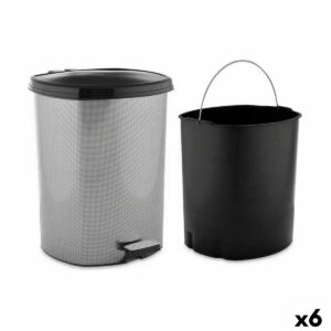 Kosz na Śmieci z Pedałem Berilo D-003-2 Ciemny szary Plastikowy 11 L (6 Sztuk)