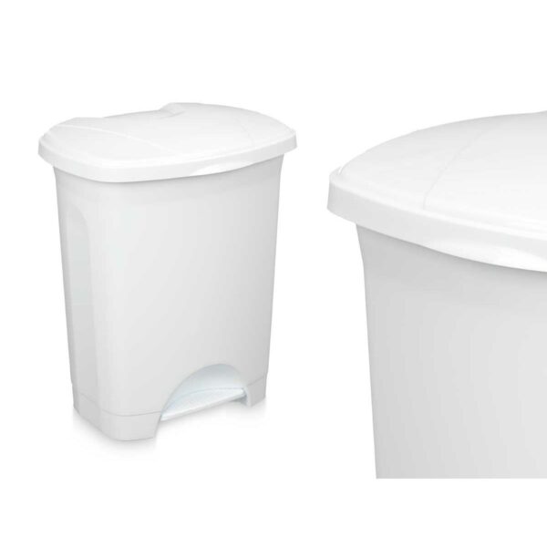 Kosz na Śmieci z Pedałem Biały Plastikowy 30 L (4 Sztuk) - obrazek 2