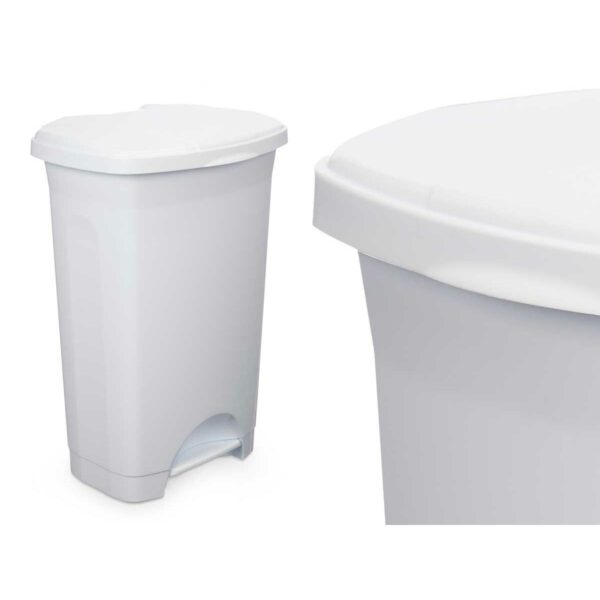 Kosz na Śmieci z Pedałem Biały Plastikowy 50 L (3 Sztuk) - obrazek 2