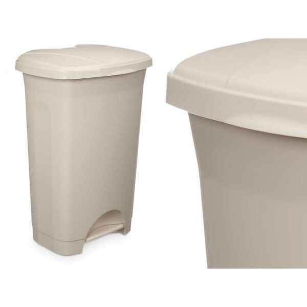 Kosz na Śmieci z Pedałem Beżowy Plastikowy 50 L (3 Sztuk) - obrazek 2