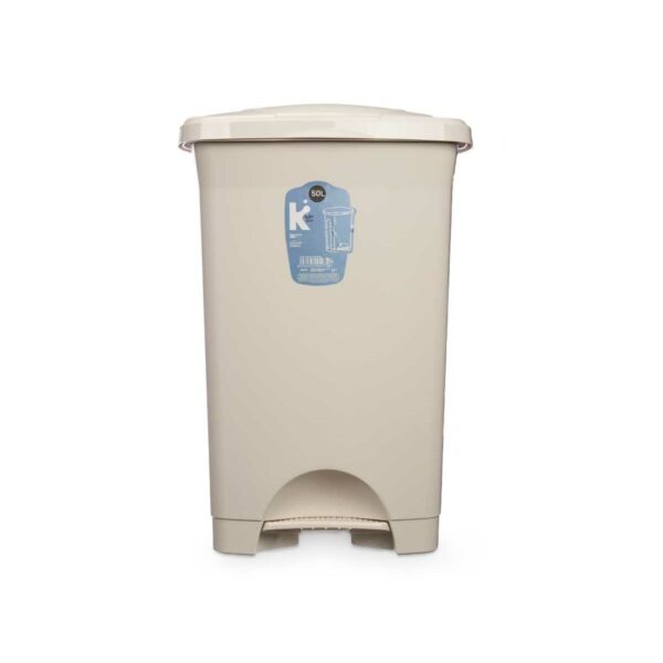 Kosz na Śmieci z Pedałem Beżowy Plastikowy 50 L (3 Sztuk) - obrazek 3