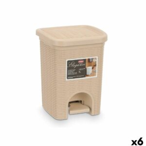 Kosz na Śmieci Stefanplast 30134 Beżowy Plastikowy 6 L (6 Sztuk)