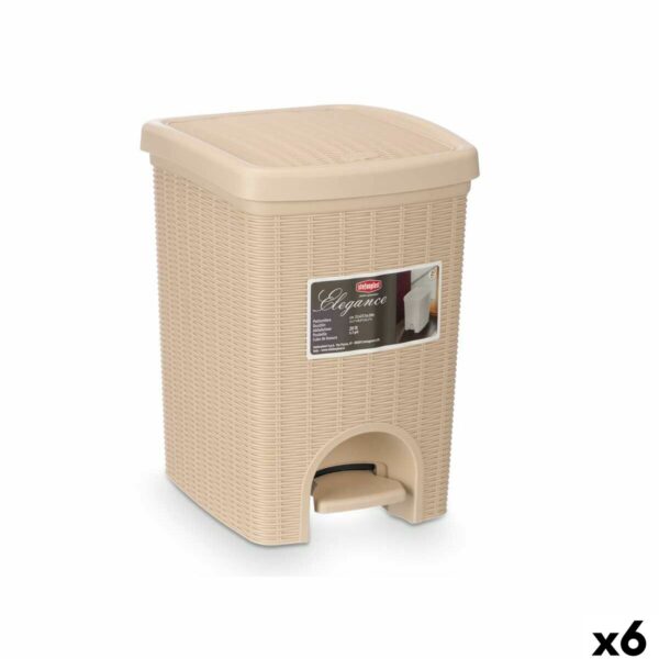Kosz na Śmieci Stefanplast 30796 Beżowy Plastikowy 20 L (6 Sztuk)