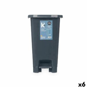 Kosz na Śmieci z Pedałem ABK-142 Antracyt Plastikowy 25 L (6 Sztuk)