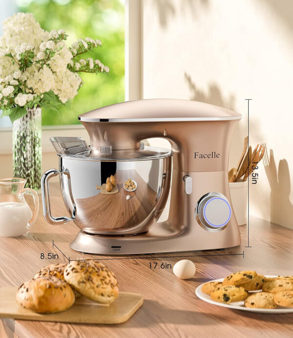 USZKODZONY Robot kuchenny Facelle SM-1554 1500W 8L champagne planetarny mikser z dużą misą i wieloma końcówkami - obrazek 2
