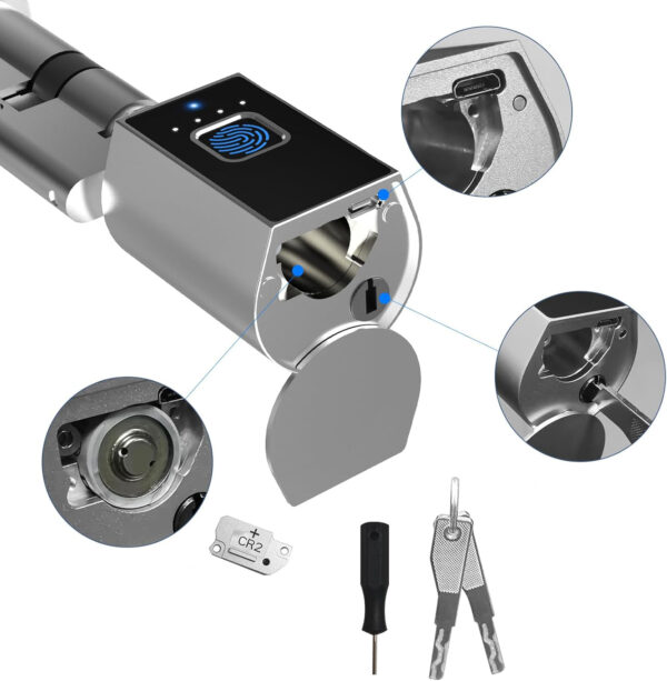 POWYSTAWOWY Elektroniczny zamek do drzwi z czytnikiem linii papilarnych Eseesmart YL-80 mm Bluetooth - obrazek 6