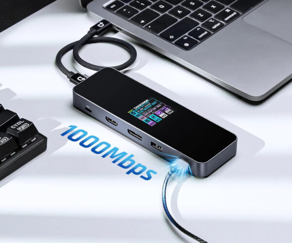 Inteligentny koncentrator USB-C DOCKASE DPR10P 10w1 stacja dokująca HDMI Ethernet SD PD dla laptopa - obrazek 7