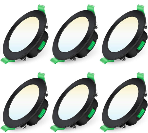 ALUSSO Reflektor 7W LED 3 kolory, regulowane, IP44, 6 szt., czarny