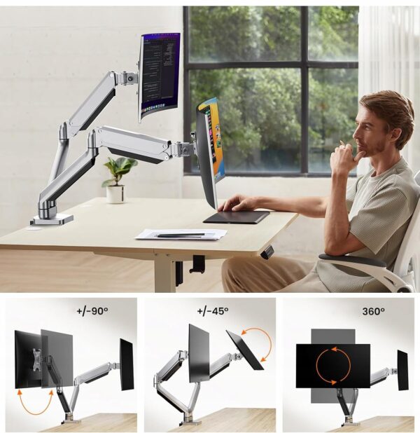 Uchwyt na dwa monitory ErGear EGDS8, 13”-32”, VESA 100/75 mm, do 8 kg - obrazek 3