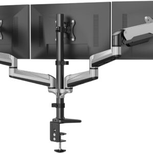 Uchwyt na trzy monitory17-32'' srebrny ergonomiczne ramię HUANUO HNTS3S  biurkowe regulowane