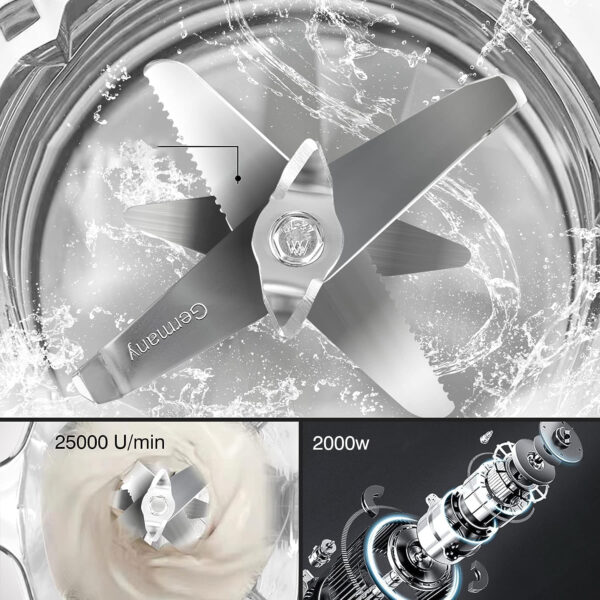UŻYWANY Blender AMZCHEF 2000W 2L 25000RPM 8 biegów 4 programy smoothie - obrazek 7