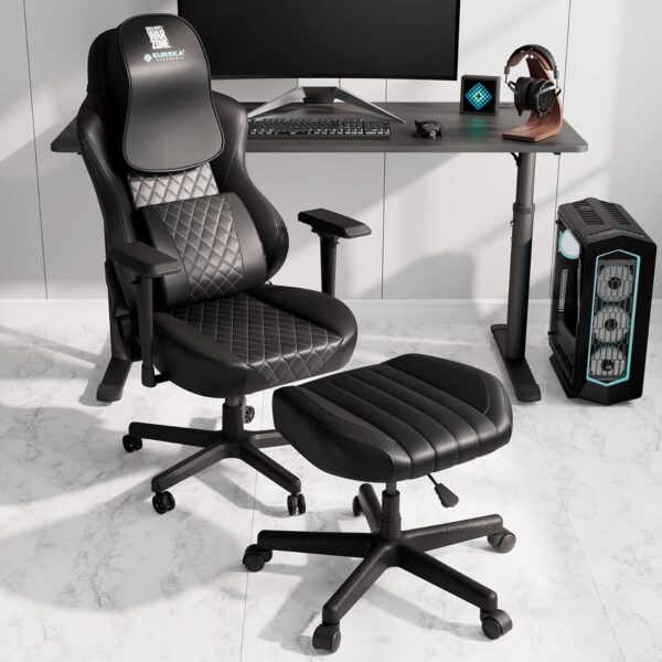 EUREKA ERGONOMIC taboret biurowy regulowany 35-43 cm obrotowy 360° czarny - obrazek 7