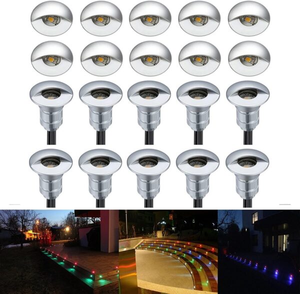Oświetlenie gruntowe LED SUBOSI, 0,6 W, Ø26 mm, IP65, RGB, 20pcs
