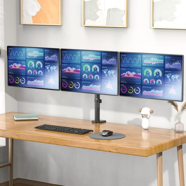 Uchwyt do 3 monitorów WALI M003S czarny 24" regulowany udźwig 7 kg - obrazek 6
