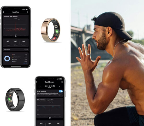 Smart pierścień fitness AMOVAN tracker kalorii pulsu/snu/tlenu wodoodporny - obrazek 5