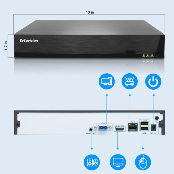 16CH NVR Evtevision Rejestrator Sieciowy 8MP/4K z Obsługą 16 Kamer IP - obrazek 3