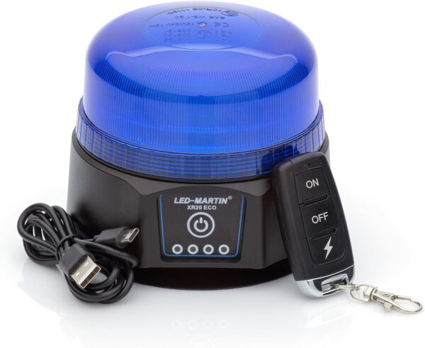 UŻYWANA Lampa ostrzegawcza LED-MARTIN XR20 ECO niebieska, magnes, bateria
