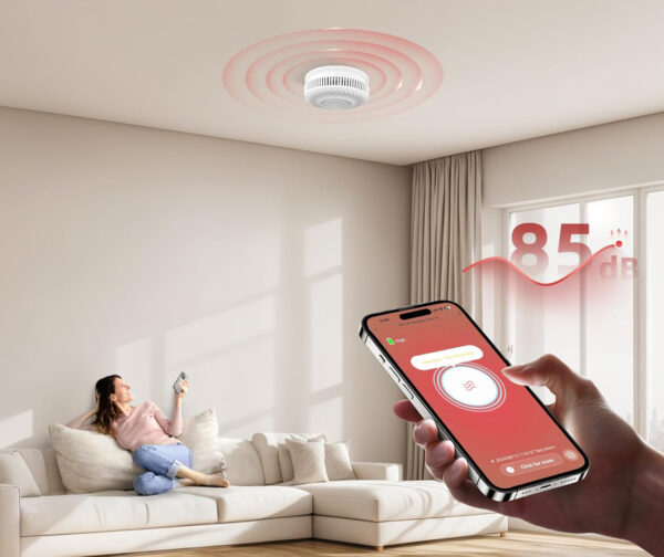 Czujnik dymu PHYSEN WLAN, opakowanie 6 sztuk bezprzewodowe czujniki z alarmem dymu i aplikacją, do ochrony domu i biura - obrazek 6