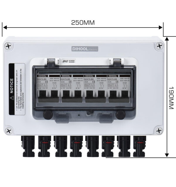 Wyłącznik DC DIHOOL 4 stringi DC12V-DC400V 30A IP67 odporny na wodę - obrazek 2