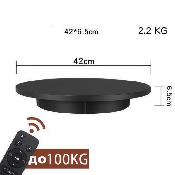 Stojak obrotowy z pilotem 42 cm, do 100 kg. Wyświetlacz 360, czarny - obrazek 3
