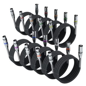 Kabel XLR mikrofonowy 3m 10 szt. FIBBR plecionka nylonowa męski-żeński