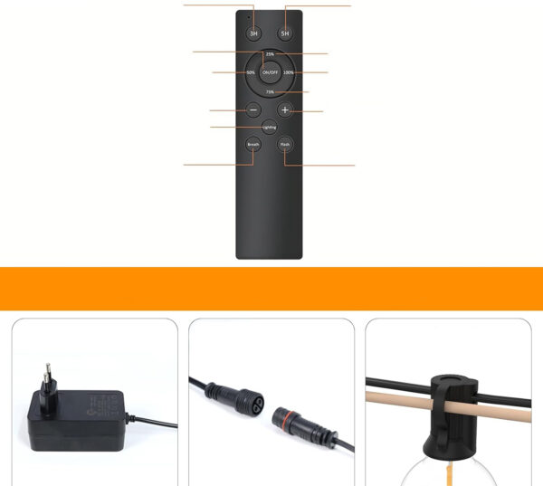 Yuucio LED string lights, G40, 75+2 plastikowe żarówki, 45 metrów, Używany - obrazek 8