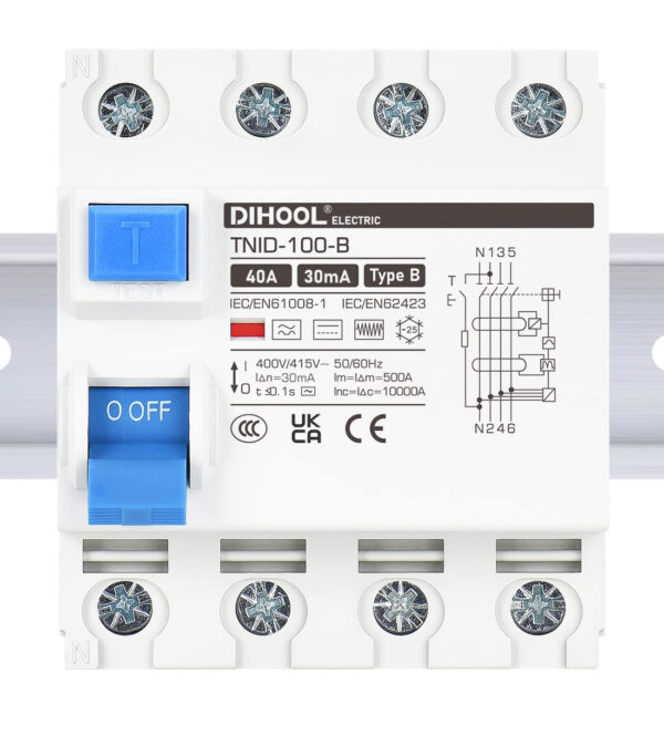 Przełącznik DIHOOL IEC/EN 62955 40A 30mA zabezpieczenie różnicowoprądowe do instalacji elektrycznych - obrazek 3