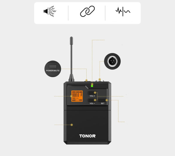 Bezprzewodowa mikrofonowa systema TONOR R23166 zestaw dwóch mikrofonów z odbiornikiem idealny do karaoke i prezentacji - obrazek 3