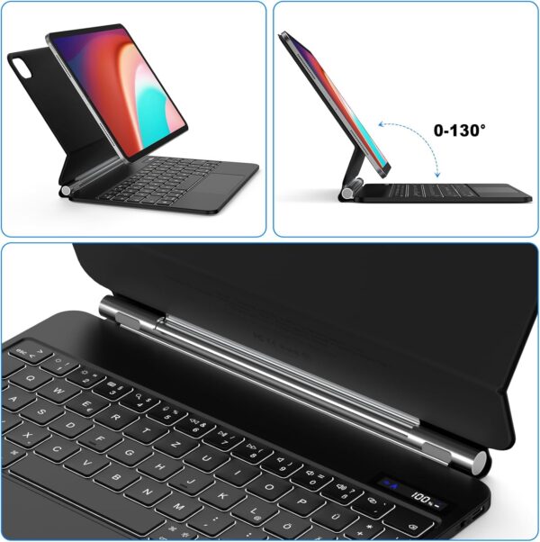 Etui z klawiaturą GOOJODOQ A1895 Pro do iPada Pro 11/iPad Air 5/4, czarne Powystawowy - obrazek 3
