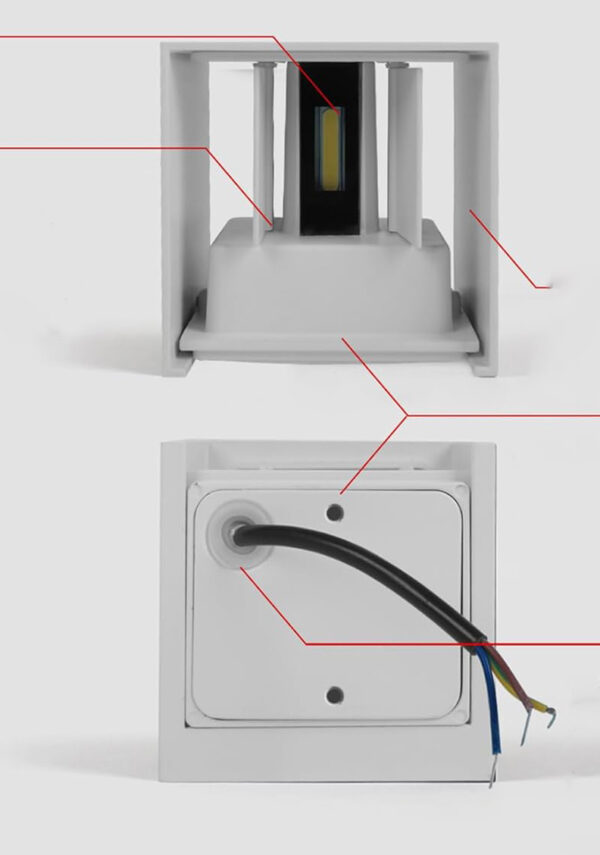 Ścienne lampy LED FUPE, 12 W, 3000 K, ciepłe światło, IP65, 2 sztuki - obrazek 5