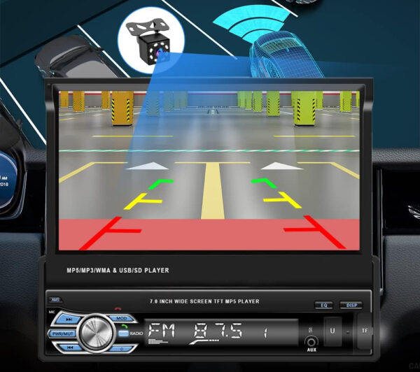 UŻYWANY Radio samochodowe Hikity 1DIN 7", BT, USB, FM, AUX, Mirror Link - obrazek 4